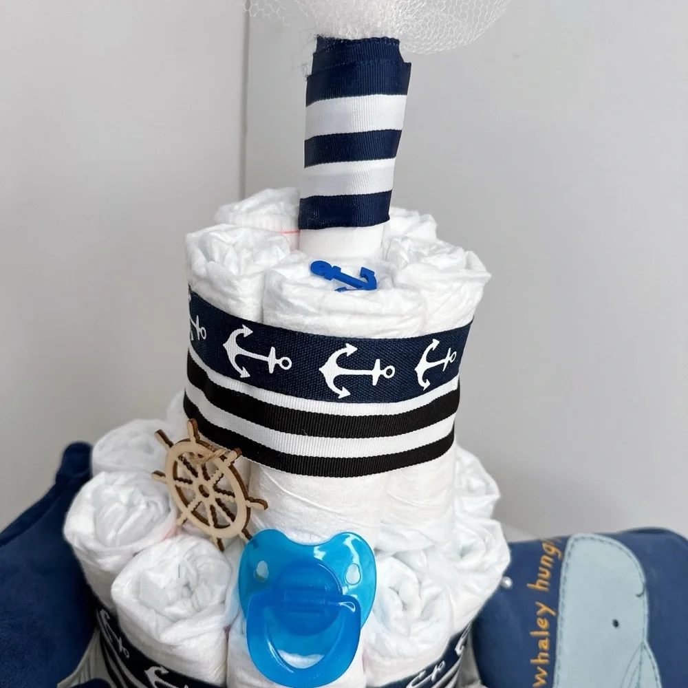 Ship Diaper Cake, Whale Diaper Cake, Nautical Theme